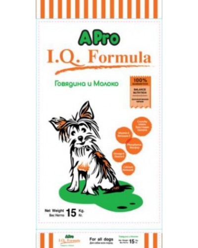 APRO I.Q. сухой корм класса стандарт для щенков всех пород и размеров, говядина и молоко
