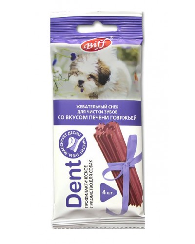 Жевательный снек Biff "Dent" для собак малых пород со вкусом говяжьей печени, чистка зубов