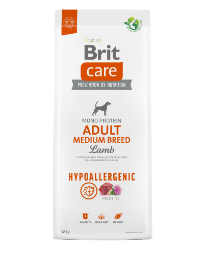 Brit Care Dog Hypoallergenic Adult Medium Breed гипоаллергенный корм для собак средних пород с ягненком, 12 кг.