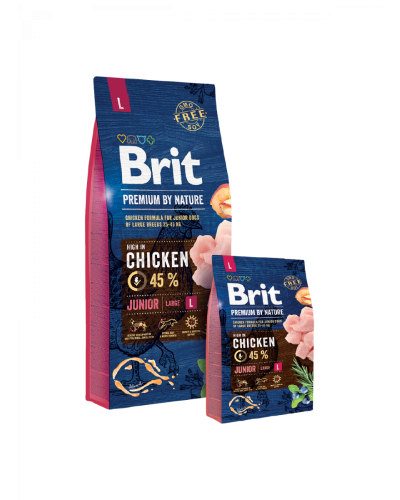 Brit Premium by Nature Junior L для щенков крупных пород, 15 кг.