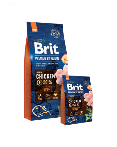Brit Premium by Nature Sport с курицей для собак с повышенными физическими нагрузками, 15 кг.