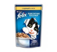 Felix влажный корм для взрослых кошек всех пород, с курицей в желе, 85 гр.