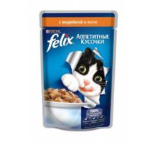 Felix влажный корм для взрослых кошек всех пород, с индейкой в желе, 85 гр.