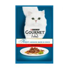 Gourmet Perle влажный корм для взрослых кошек всех пород, говядина в соусе
