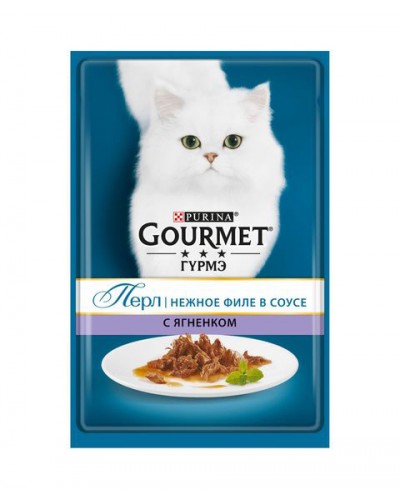 Gourmet Perle влажный корм для взрослых кошек всех пород, ягненок в соусе
