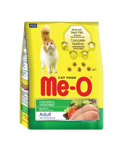 Me-O Adult сухой корм для взрослых кошек всех пород с курицей с овощами
