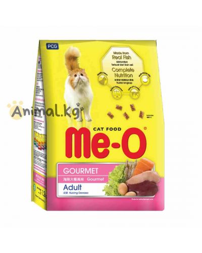 Me-O Gourmet (Деликатес) Adult сухой корм для кошек всех пород с курицей, рыбой и яйцами
