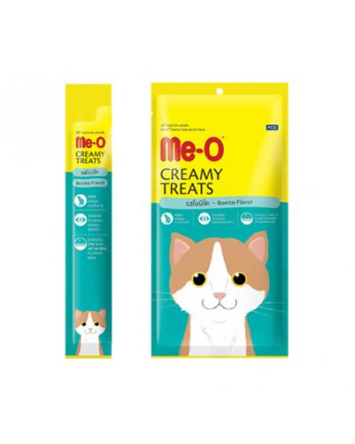 Me-O кремовое лакомство для кошек с атлантической пеламидой, 15 гр. х 4 шт.