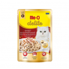 Me-O Delite D5 Tuna with Chicken Drumstick Flake in jelly, тунец и измельченные куриные ножки в желе в желе, 2шт. х 70 гр., упаковка 12 шт.