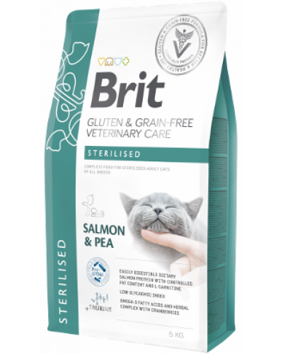 Brit Veterenary Diets Cat Grain Fee Sterilised, для стерилизованных кошек и кастрированных котов, беззерновой