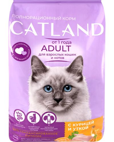 CatLand Adult, сухой корм для взрослых кошек, с курицей и уткой 10 кг
