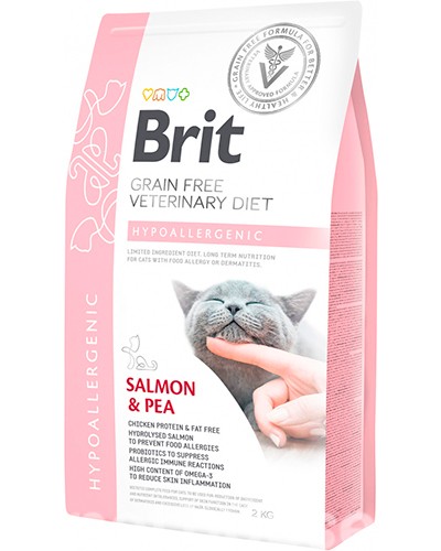 Brit Veterenary Diets Cat Grain Fee Hypoallergenic, при пищевых аллергиях и непереносимости, беззерновой 