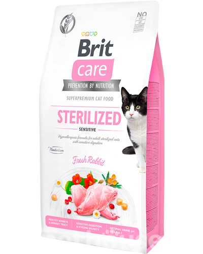 Brit Care Cat Grain Free Sterilized Sensitive, для стерилизованных с чуствительным пищеварением, кролик, беззерновой