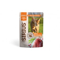 Sirius, влажный корм для стерилизованных кошек, утка и клюква в соусе, 85гр