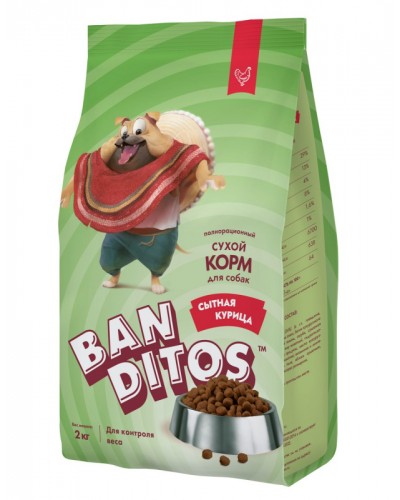 BANDITOS, сухой корм для взрослых собак всех пород с курицей курицей, 12кг