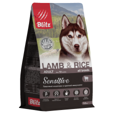 Blitz Sensitive Lamb & Rice Adult Dog All Breeds, сухой корм для собак всех пород, с ягненком и рисом 