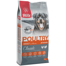 Blitz Classic Poultry Adult Dog All Breeds, сухой корм для всех пород, с домашней птицей