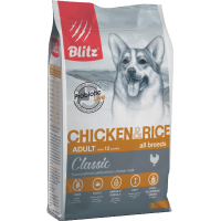 Blitz Classic Chicken & Rice Adult Dog All Breeds, сухой корм для собак всех пород, с курицей и рисом