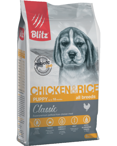 Blitz Classic Chicken & Rice Puppy All Breeds, сухой корм для щенков всех пород, с курицей и рисом 