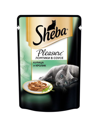 Sheba Pleasure влажный корм для взрослых кошек всех пород, курица и кролик