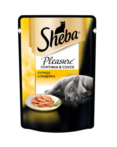 Sheba Pleasure влажный корм для взрослых кошек всех пород, курица и индейка