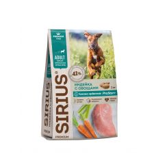 Sirius сухой корм премиум-класса для взрослых собак крупных пород с индейкой и овощами