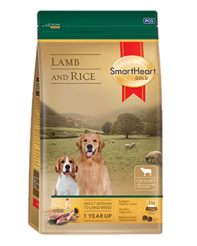 SmartHeart Gold Lamb and Rice сухой корм супер-премиум класса для собак всех пород средних и крупных размеров с ягненком и рисом